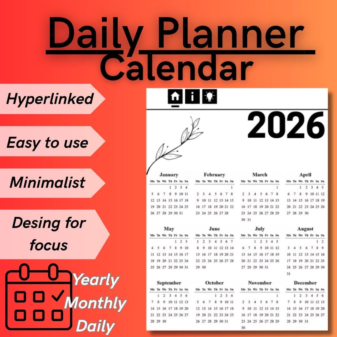 Remarkable 2 2026 Daily Planner: Minimalist Calendar (PDF) - Etsy