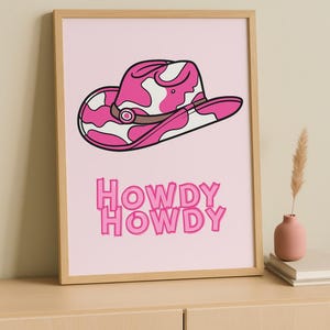 Pink Cowgirl Hat Print: Retro Western Howdy Wall Art (Digital Download)