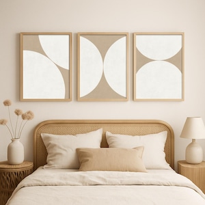 Beige Abstract Wall Art Set: Minimalist Geometric Prints (Digital Download