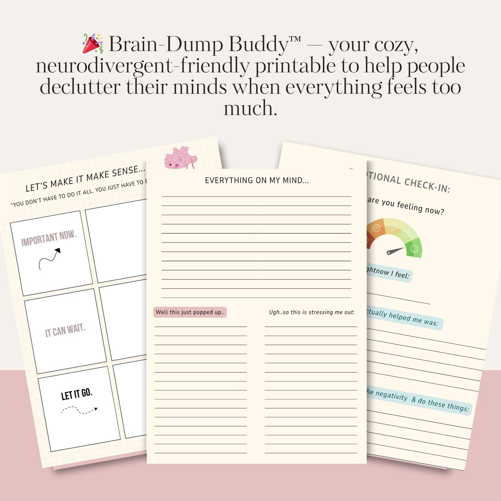 Brain-dump Buddy™ | ADHD Printable | Executive Dysfunction Helper ...