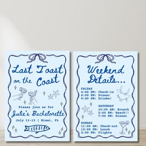 Last Toast on the Coast Bachelorette Invitation and Itinerary, Beach Bachelorette, Bachelorette Invitation Template