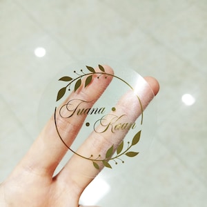 Custom Gold Foil Stickers | Wedding Favor Stickers | Gold Foil Custom Stickers | Custom Gold Foiled Clear Stickers
