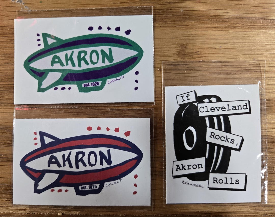 Decals/sticker Set: 1 Each of 3 Akron Ohio Vinyl Labels - Etsy