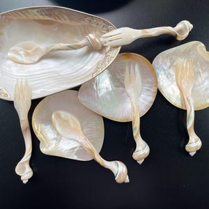 Handcrafted Mother of Pearl Caviar Spoons, Natural Seashell Dessert Tableware Set