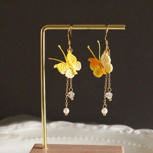 14 gold plated handmade butterfly earrings- micro crochet gift for her