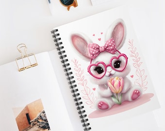 Bunny Tulip Spiral Notebook – Kawaii Lined Journal