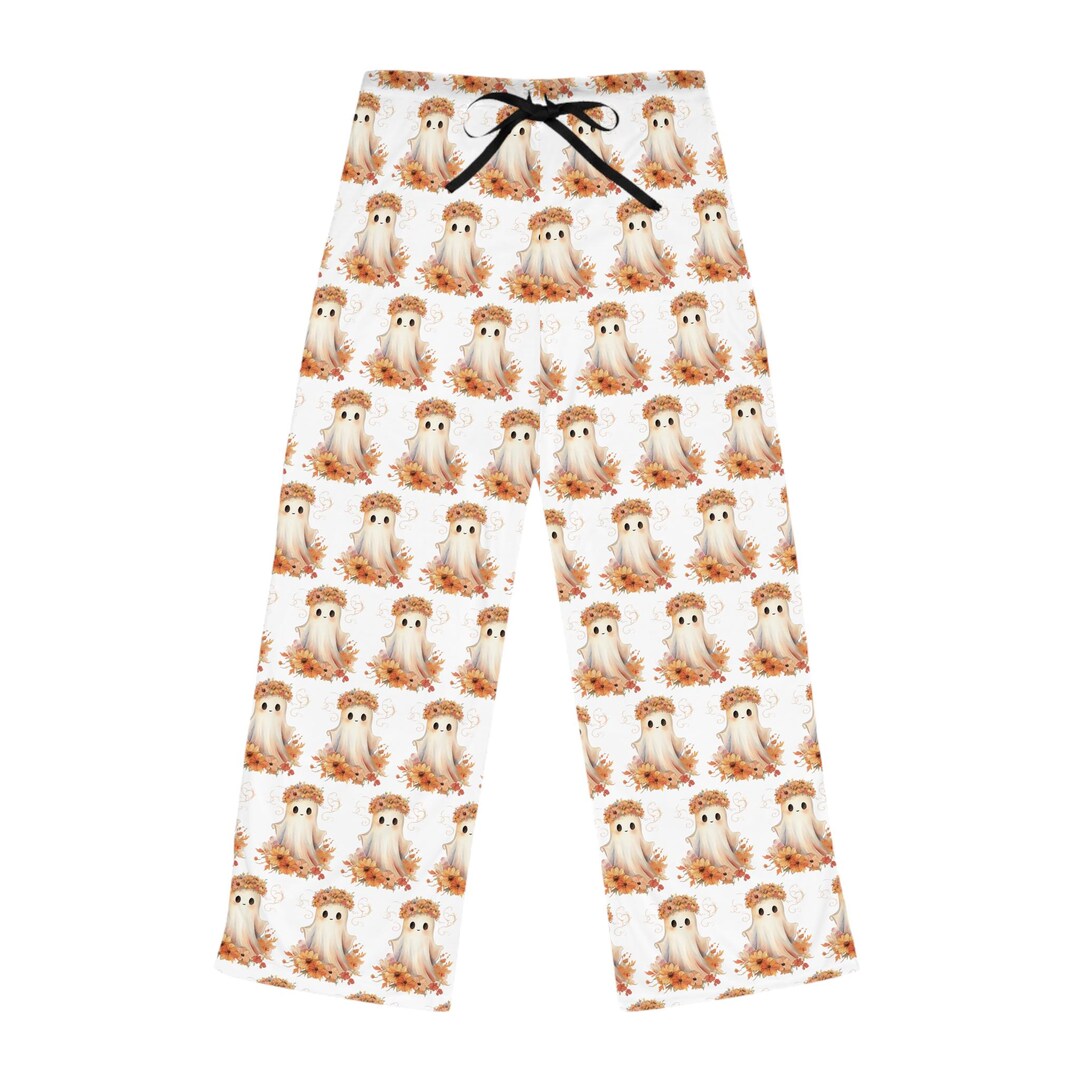 Ghost Sleep Robe Ghost Pajama Pants: Women's Halloween Loungewear - Cozy Fall Sleepwear ...