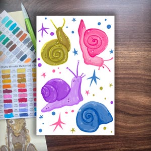 Feuille d'autocollants escargots de fête