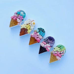 Lody w rożku, tacka na cukierki, druk 3D, wielokrotnego użytku, pudełko na smakołyki, importowane słodycze, upominek na letnią imprezę, spersonalizowane słodkie wędliny