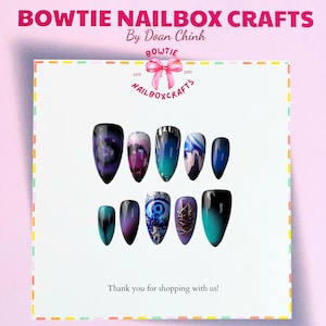 Go.jo Sa.touru, Jujutsu Kaisen Inspired Nail Art | Anime Press On Nails | Handmade Custom Fake Nails | Reusable Anime Nails with Charms