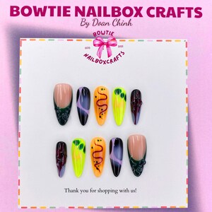 Custom Green Charm Press On Nails, Cold Tone Art Gel Fake Nails, Dark Green, Brown Style Nail Design, Handmade Gothic Nails