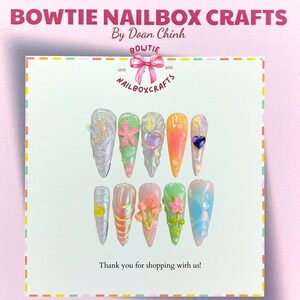 Dreamy Pastel, Spring Orchid, Rose Press On Nails, 3D Floral, Fairycore Almond Nail Set, Spring Romantic, Handmade, Fake Nails, Gift for Her