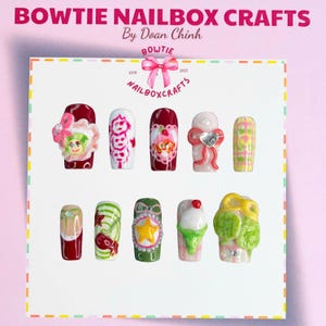 Whimsical Cartoon, Cute Star & Character Nail Art | Press On Nails | Kawaii Anime-Inspired Nails | Happy Vibe Handmade Nail Set