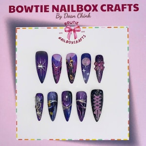 Um.bre.ooon-Inspired Press On Nails | Dark & Purple Beast Aesthetic | Handmade Glitter Metallic Anime Nails |Custom Gothic Press Ons