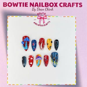Colorful Mushroom, Fairy Garden Press On Nails with 3D Details, Red Ladybug, Wonder Dream Handmade, Elegant Mushroom, Nail Set, Fake Nails