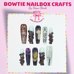 To.ji JJK Inspirations, Fushi.guro Character Nails, Anime Nails, Otaku Cosplay Nails For Fan, Japanese Nails, Festival Party Nails