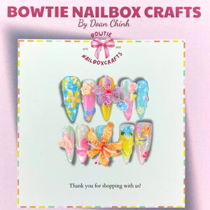 Big Lily, Blink Flower Garden Press On Nails, Colorful Butterfly Floral Nail Art, Vibrant Bloom Handmade Acrylic Fake Nails for Summer