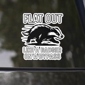 Flat Out Like a Badger Sticker – Irish Rally Vinyl Decal, Funny Petrolhead Gift, Waterproof Car Toolbox Laptop Sticker