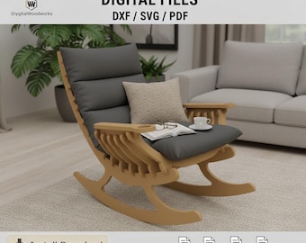 Parametric Rocking Chair CNC Files | Plywood Nesting Furniture Design-Interlocking Rocker Digital Download-CNC Router Plans for Woodworking