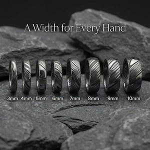 Damascus and Whiskey Barrel Wood Ring, Mens Ring, Mens Wedding Band, Anniversary Gift, Unique Promise Ring, Engagement Ring, Viking Ring image 5