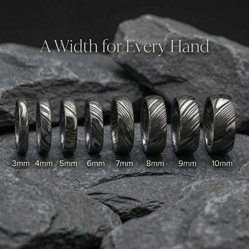 Viking Damascus Ring, Rock Hammered Band, Mens Wedding Band, Norse Ring, Anniversary Gift, Mens Ring, Engagement Ring image 5