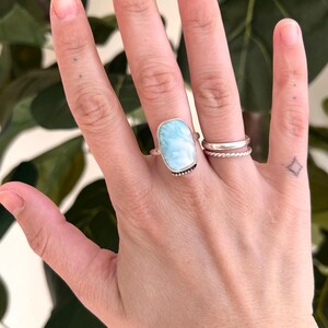 Sterling Silver Larimar Stone Detailed Ring