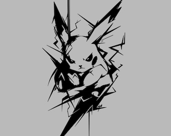 Pikachu Lightning SVG | Electric Mouse Anime Cut File (Digital Download)
