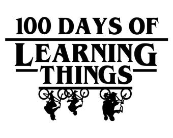100 Days of Learning SVG PNG | Stranger Things Inspired | School Milestone Design | Teacher Student Shirt | Cut File