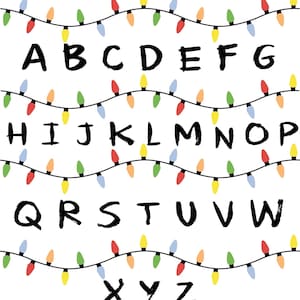 Stranger Things Lights Alphabet SVG PNG | Retro Wall Art Letter Set |Garland Font AI eps pdf svg Files