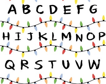 Stranger Things Lights Alphabet SVG PNG | Retro Wall Art Letter Set |Garland Font AI eps pdf svg Files