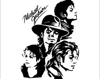 Michael Jackson SVG PNG-bundel, King of Pop handtekening snijbestand, poplegende silhouet vector, muziekicoon shirtontwerp, digitale download