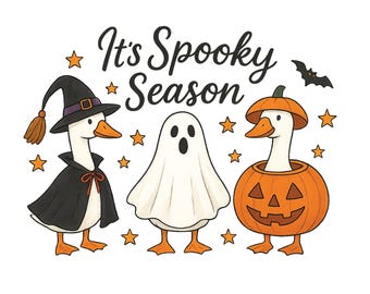 Halloweengans PNG: Spooky Season Clipart - Heks, Spook, Pompoen (Digitale download)