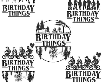 Retro Sci-Fi Birthday Things SVG Bundle: Kids Bike Silhouette Design (Digital Download)