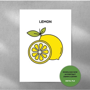 Lemon Fruit Colouring Page for Kids – Printable Worksheet – Fun and Educational Digital Art for Homeschool or Classroom