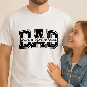 SVG personalizado con el nombre de papá: diseño de letras universitarias con corazón y nombre infantil para proyectos de Cricut del Día del Padre
