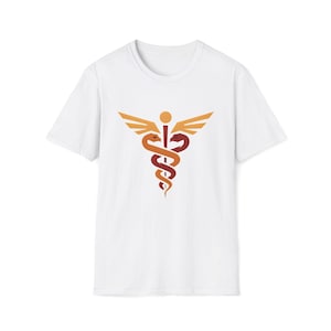 Caduceus Unisex Softstyle T-Shirt - Medical Graphic Tee for Healthcare Workers, Doctor Gift, Nursing Apparel, Medical Class, Casual Wear