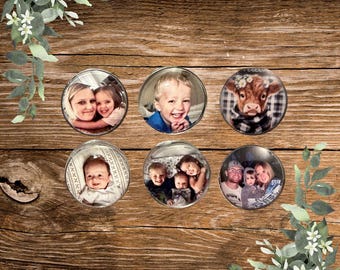 Magnets photo personnalisés : Magnets ronds en verre, cadeau personnalisé