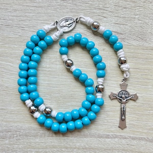 Purely Mary Blue Catholic Rosary - Small Paracord - Handmade Gift for Women and Men - Confirmation Gift - Baptism Gift