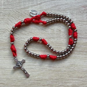 Red Metal Small Rosary - Catholic - Handmade - Confirmation and Baptism Gift