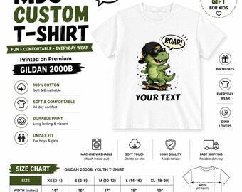 Custom Dino Shirt Youth Tee | Personalized Dinosaur Design