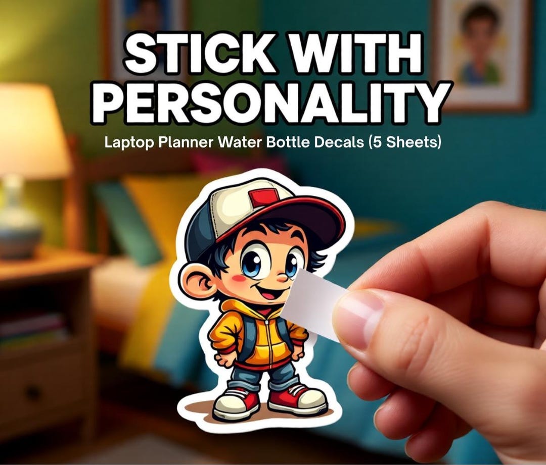 Clean Boy Sticker Cartoon Boy Vinyl Stickers, Laptop Planner Water Bottle Decals (5 ...
