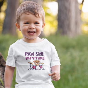 Toddler Tee Paw-Some Rhythms, Kids Cute Shirt, Animal Lover Top, Children Graphic T-Shirt, Cool Cat Clothing, Baby Gift Idea