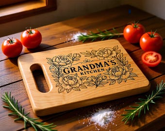 Grandma's Kitchen Wooden Cutting Board | Engraved Kitchen Sign, Rustic Home Decor