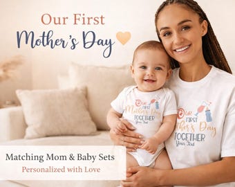 Matching Mom and Baby First Mother's Day Outfits, Personalized Together Set