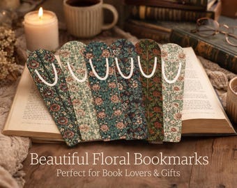 William Morris Style Floral Bookmarks, Vintage Botanical Reader Accessories Set