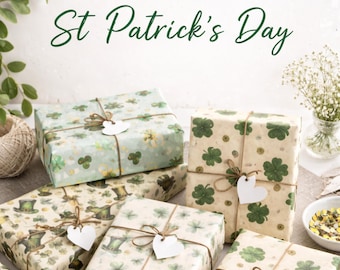 Shamrock Gift Wrap | St Patrick's Day Paper, Irish Holiday