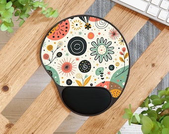 Floral Mouse Pad with Memory Foam Wrist Rest, Desk Decor