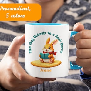 Personalized Bunny Mug, Custom Rabbit Cup, Easter Coffee Mug, Cute Animal Tea Mug, Easter Gift for Kids
