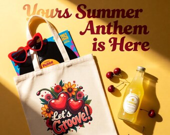 Lets Groove Tote | Retro Typography Canvas Shopper Bag