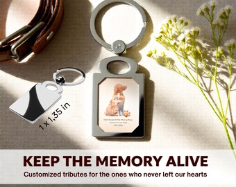 Personalized Pet Memorial Keychain, Dog Loss Gift, Custom Pet Name Keyring